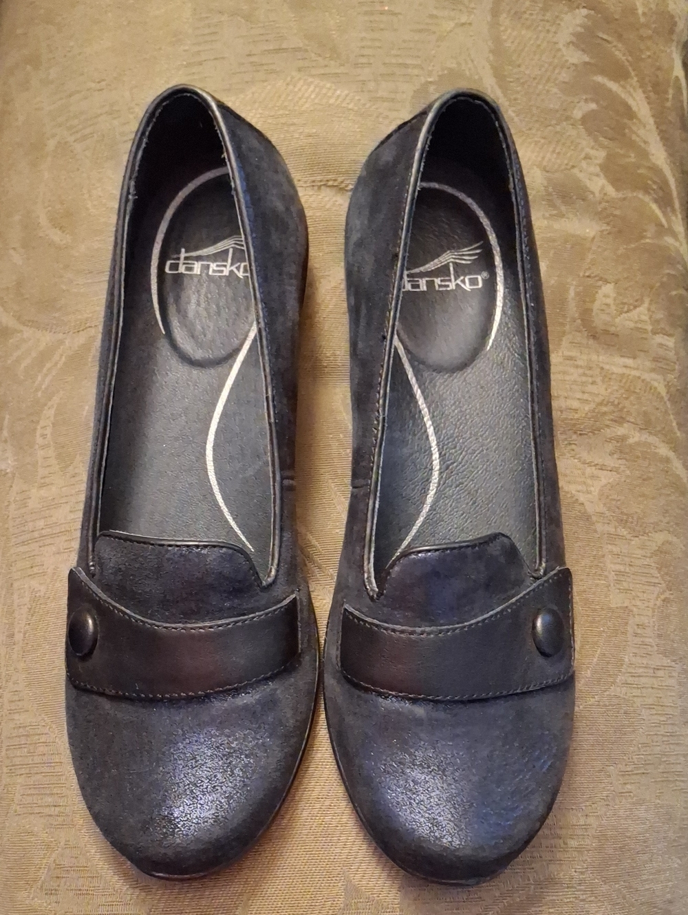 Dansko Women’s Black Suede Loafers with Strap Accent